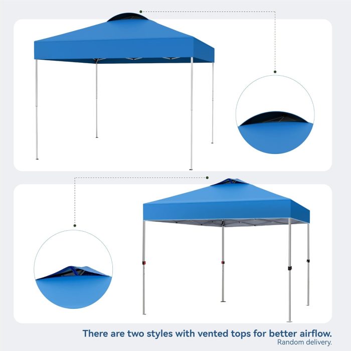 PHI VILLA Outdoor Pop up Canopy 10'x10' Tent Camping Sun Shelter-Series Party Tent, 100 Sq. Ft of Shade (Blue) - Image 8